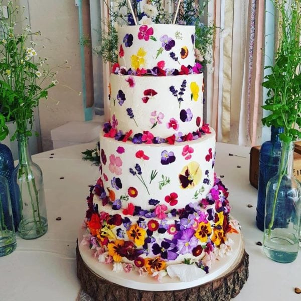 wedding cake with edible flowers