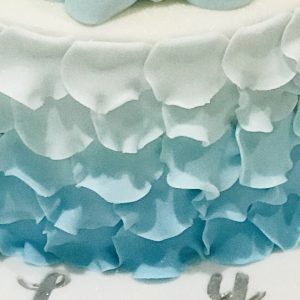 Pretty Ruffle Two Tier  with choice of Teddy,  Bunny or Elephant